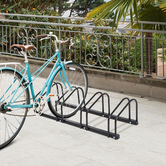 HOMCOM Bike Stand Parking Rack Floor or Wall Mount Bicycle Cycle Storage Locking Stand (4 Racks Black) | Aosom Canada