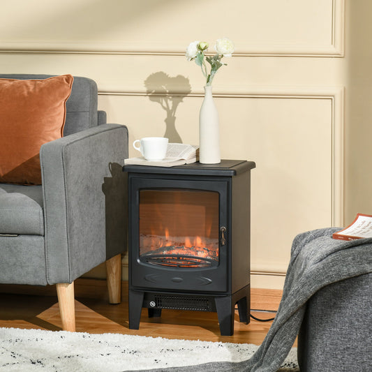 HOMCOM Electric Fireplace, Free standing Fireplace Heater with Realistic Flame Effect, Overheat Safety Protection, 750W/1500W, Black | Aosom Canada