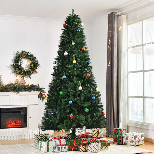 HOMCOM 8FT Artificial Christmas Tree Holiday Indoor Home Xmas Decoration for Party, with Foldable Base, Green | Aosom Canada