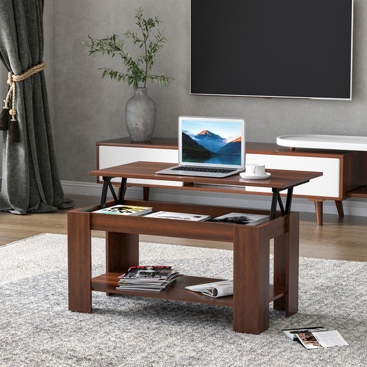HOMCOM Modern Lift Top Coffee Table 35.75"L x 16"W x 2.25"H W/ Hidden Storage  | Aosom Canada