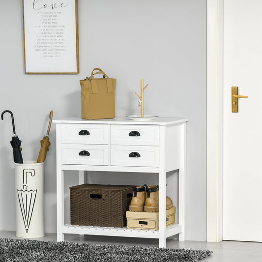 HOMCOM Console Table Sofa Table Sideboard with 4 Drawers & Slatted Shelf for Kitchen, Entryway, White | Aosom Canada