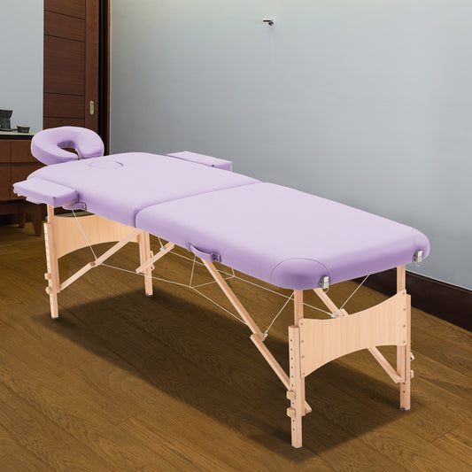 HOMCOM 72 Inch Massage Table Bed Spa Facial Couch Table Adjustable Foldable Purple | Aosom Canada