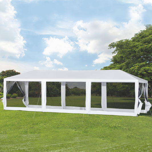 Outsunny 10'x28' Gazebo  Party Tent Outdoor Canopy Garden Sun Shade with Mosquito Mesh Netting | Aosom Canada
