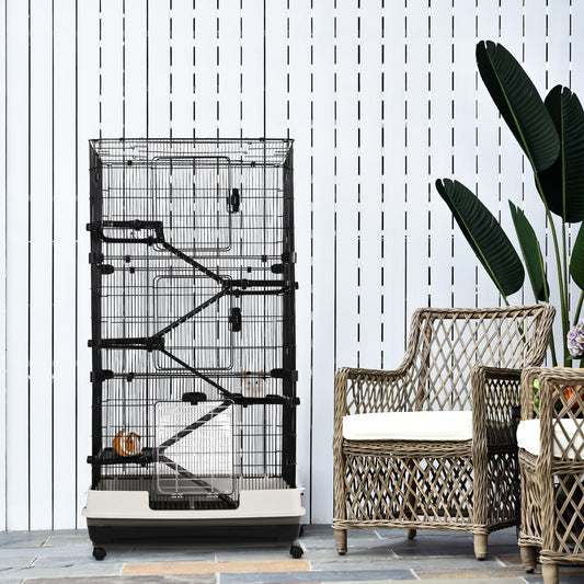 PawHut 5-tier Platform Rolling Small Animal Cage Rabbit Guinea Pig Hutch Pet Play House w/ Platform Ramp Removable Tray | Aosom Canada