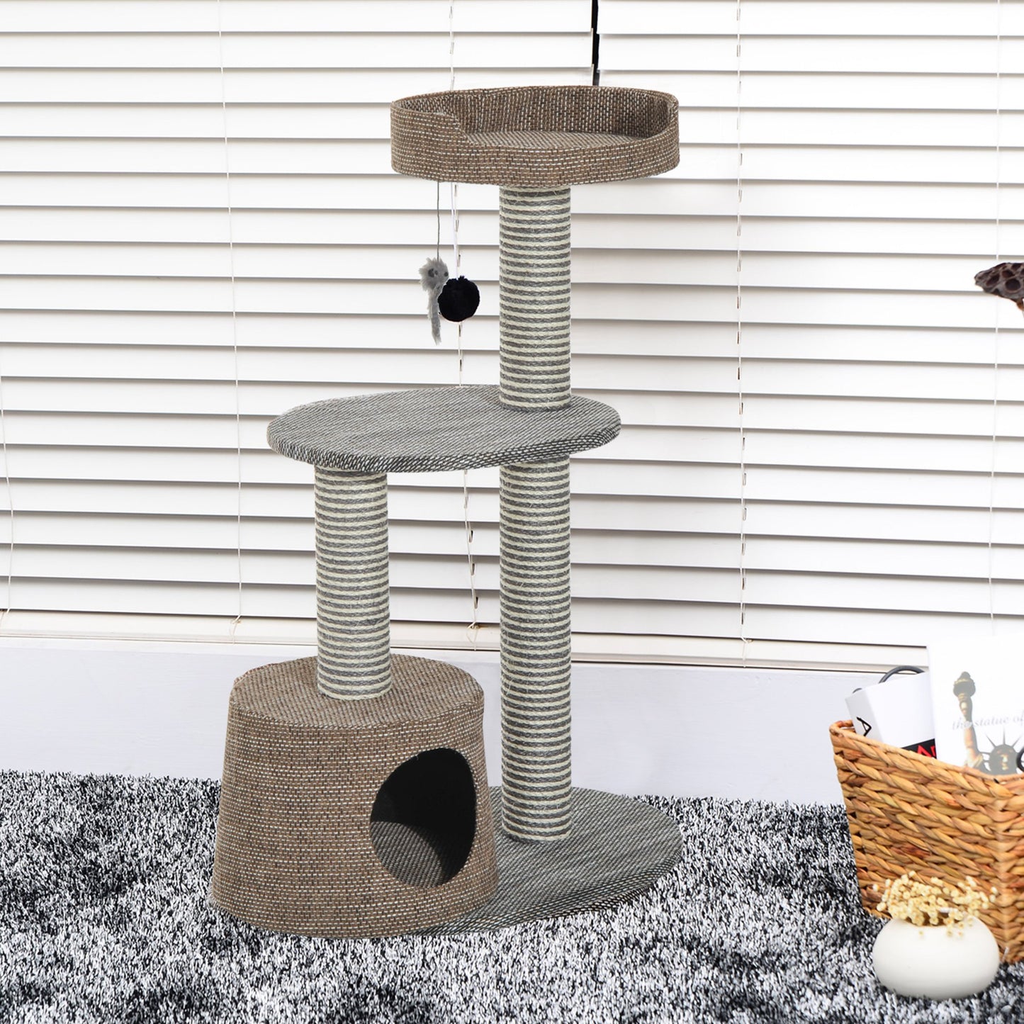 PawHut Cat Scratching Post Cat Tree Canada Cat Tower Post Climbing Kitten Pets Furniture Brown | Aosom Canada