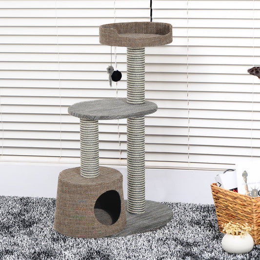 PawHut Cat Scratching Post Cat Tree Canada Cat Tower Post Climbing Kitten Pets Furniture Brown | Aosom Canada