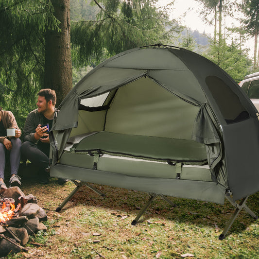 Outsunny 4-in-1 Multi-functional Folding Camping Cot Combo Army Green | Aosom Canada