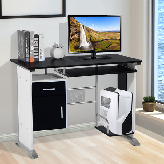 HOMCOM Computer Desk Table Home Office Furniture w/ Keyboard Tray and CPU Stand | Aosom Canada