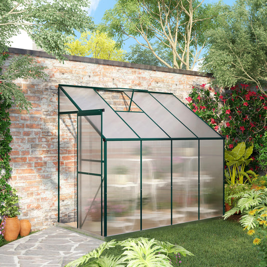 Outsunny Walk-In Garden Greenhouse Aluminum Polycarbonate with Roof Vent for Plants Herbs Vegetables 8' x 4' x 7' Silver | Aosom Canada