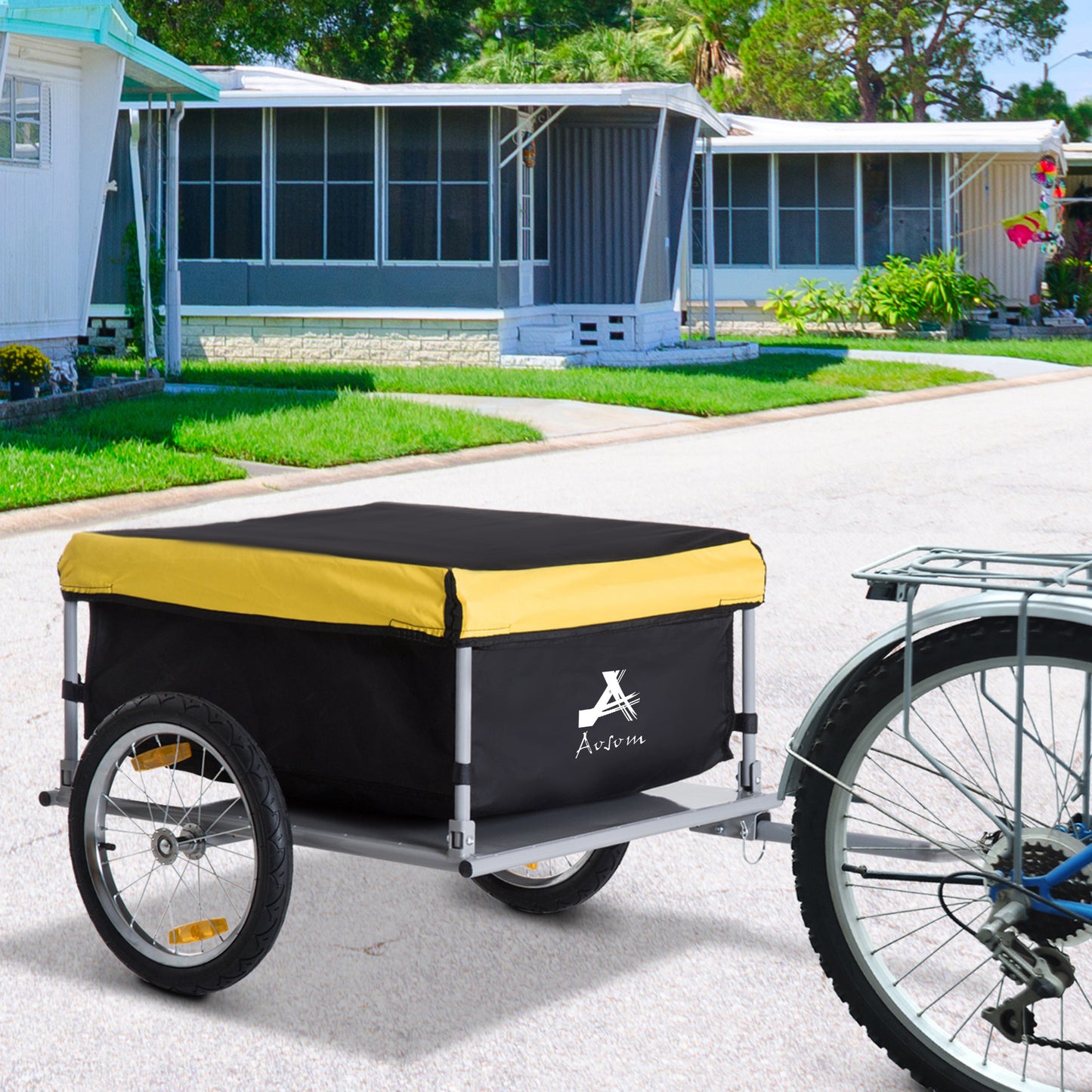 Aosom Bicycle Bike Cargo Trailer Garden Utility Cart Carrier Tool Yellow | Aosom Canada
