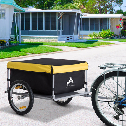 Aosom Bicycle Bike Cargo Trailer Garden Utility Cart Carrier Tool Yellow | Aosom Canada
