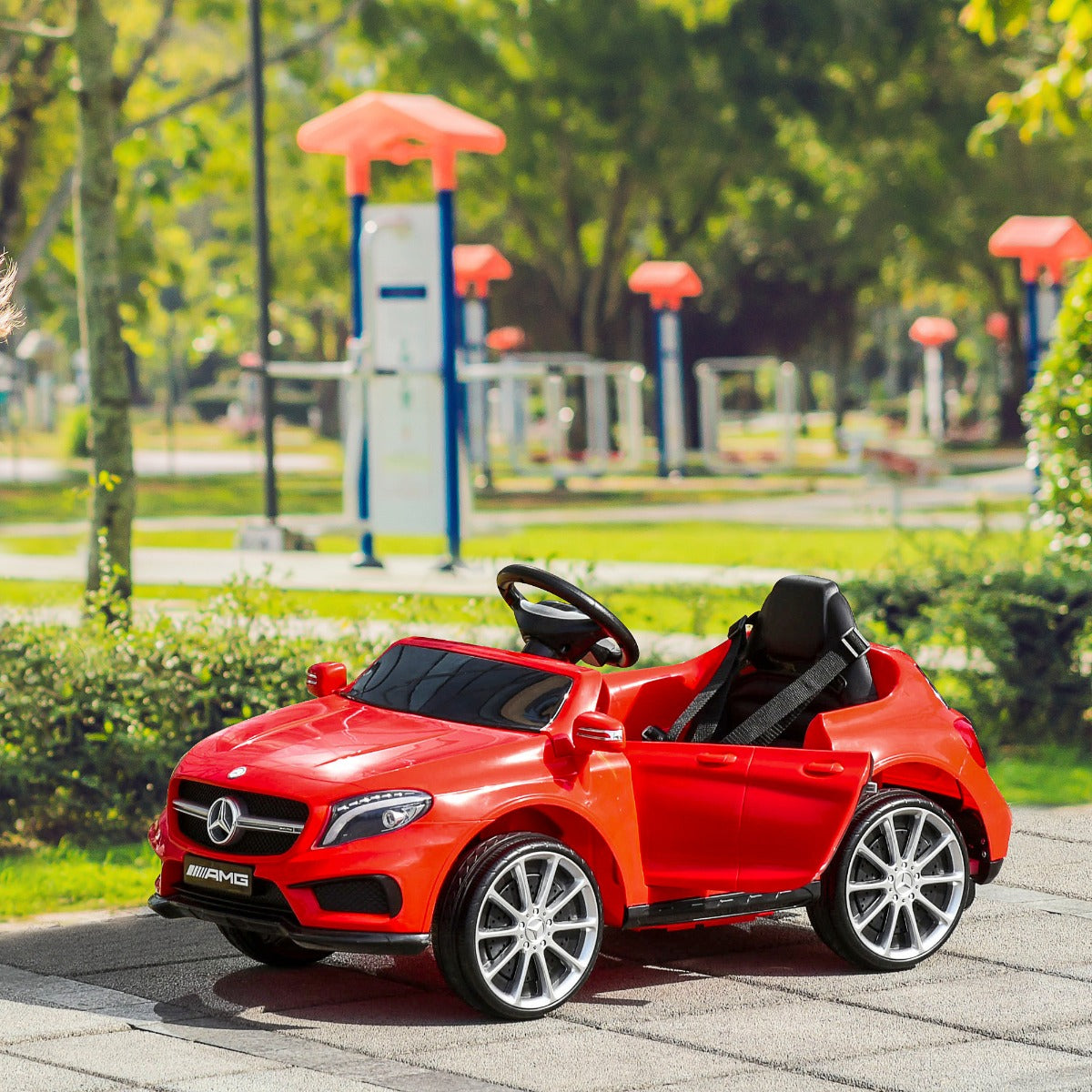 Qaba 6V Mercedes Kids Car Licensed Benz Ride On Car For 3 Years Old Kids With High/Low Speed Headlight Music Red | Aosom Canada