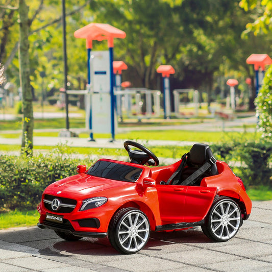 Qaba 6V Mercedes Kids Car Licensed Benz Ride On Car For 3 Years Old Kids With High/Low Speed Headlight Music Red | Aosom Canada