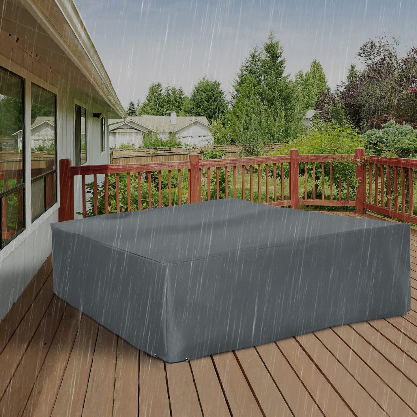 Outsunny Oxford Patio Garden Furniture Dining Table Chair Set Cover, Waterproof & Anti-UV, 108"x80"x35"H, Charcoal Grey | Aosom Canada