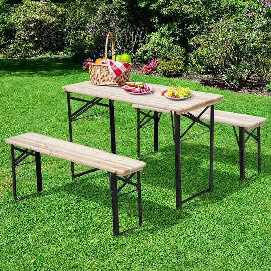Outsunny 47.2” Portable Heavy Duty 3 Pieces Picnic Table and Bench Set | Aosom Canada