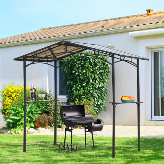 Outsunny 8' x 5' Grill Gazebo Outdoor BBQ Gazebo Canopy with Side Shelves PC Roof Aluminium | Aosom Canada