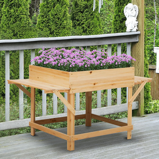 Outsunny Raised Garden Planter Bed with Non-woven Fabric Bag Flower Box for Growing Herbs & Plants Solid Wood Construction | Aosom Canada