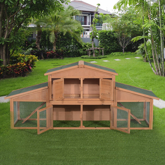 PawHut Deluxe Large Rabbit Hutch Small Animal House Large Run Box | Aosom Canada