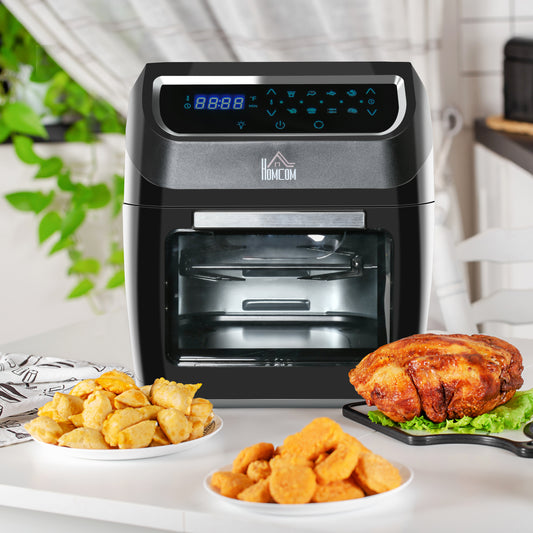 HOMCOM Air Fry Oven, 12Qt 8 In 1 Countertop Oven Combo with Air Fry, Roast, Broil, Bake and Dehydrate, Black | Aosom Canada