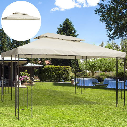 Outsunny 13' x 10' Gazebo Replacement Canopy 2 Tier Top UV Cover Pavilion Garden Patio Outdoor, Cream White (TOP ONLY) | Aosom Canada