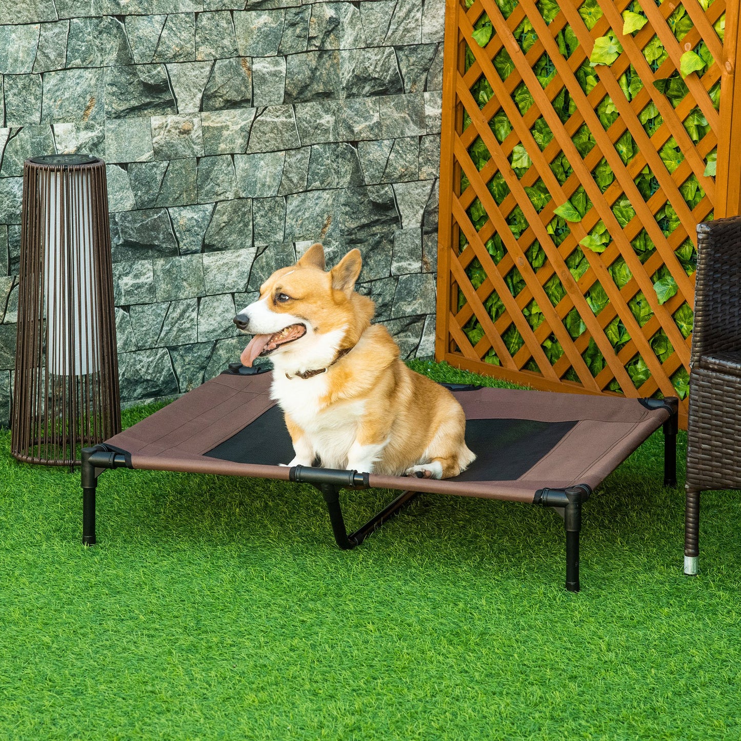 PawHut Elevated Pet Bed Portable Raised Cot with Non-Slip Feet for Outdoor & Indoor Use, Coffee | Aosom Canada