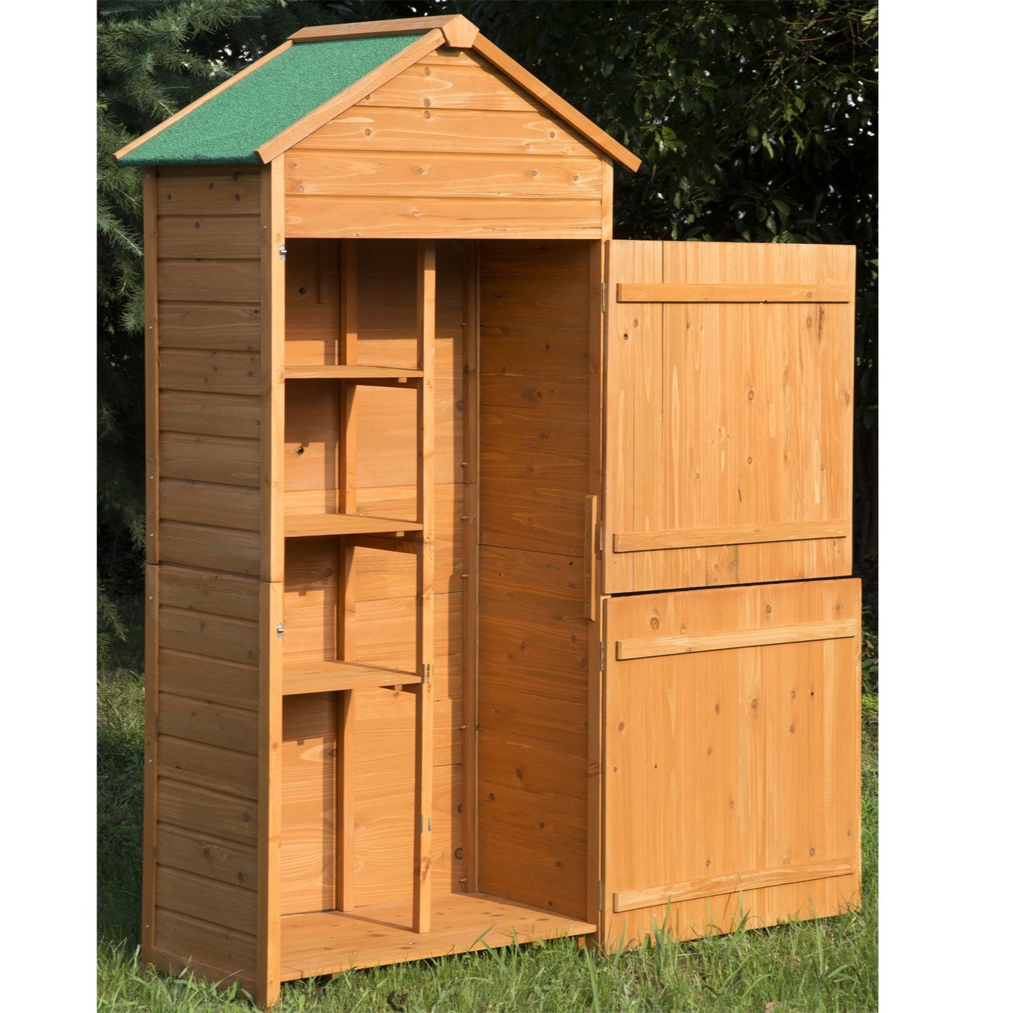 Outsunny Wood Garden Shed Lockable Unit Double Door | Aosom Canada