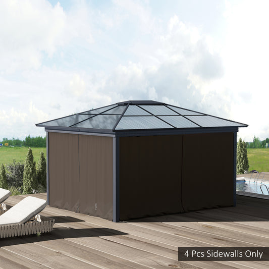 Outsunny 10' x 10' Universal Gazebo Sidewall Set with 4 Panels, Hooks/C-Rings Included for Pergolas & Cabanas, Brown | Aosom Canada