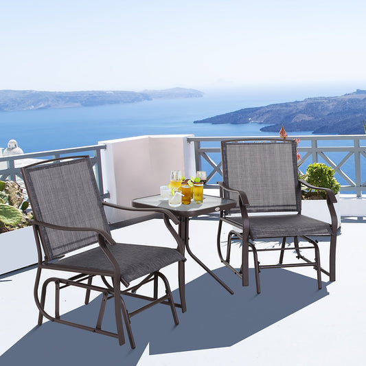 Outsunny Outdoor Fabric Glider Chair w/ Table Set for Two Ideal Porch and Balcony Furniture for Outdoor Lounging | Aosom Canada