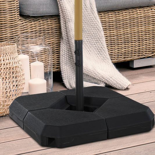 Outsunny Umbrella Stand Fitting 2" Poles and Steel Base with 4 Fillable Plastic Weights, 4 Gal. Capacity Each, Black | Aosom Canada