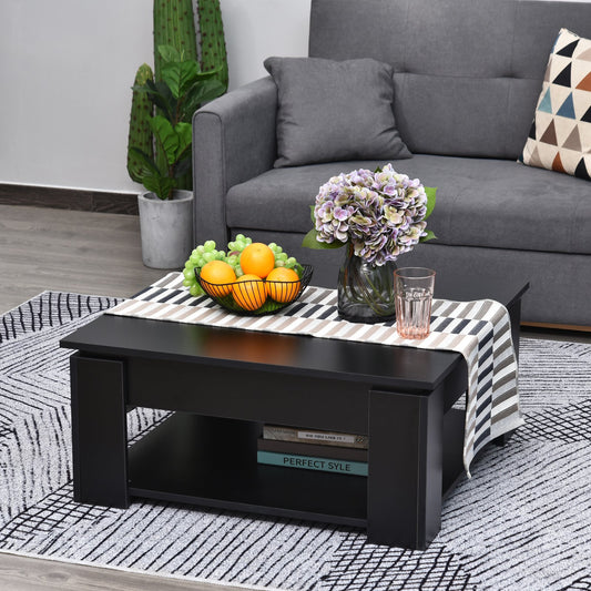 HOMCOM 2 Tier Modern Coffee Table Square Simple Accent End Console Table w/ Storage Shelf Living Room Home Furniture Black | Aosom Canada