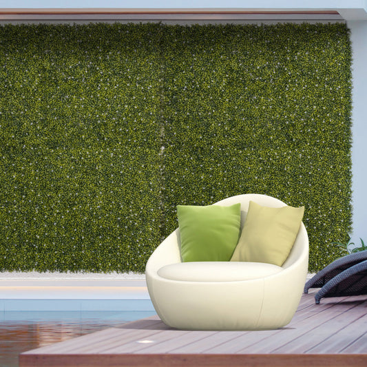 Outsunny 12PCS 20"x20" Artificial Boxwood Panels UV Protected Milan Leaf Grass Privacy Fence Screen Topiary Hedge Plant Greenery Wall | Aosom Canada