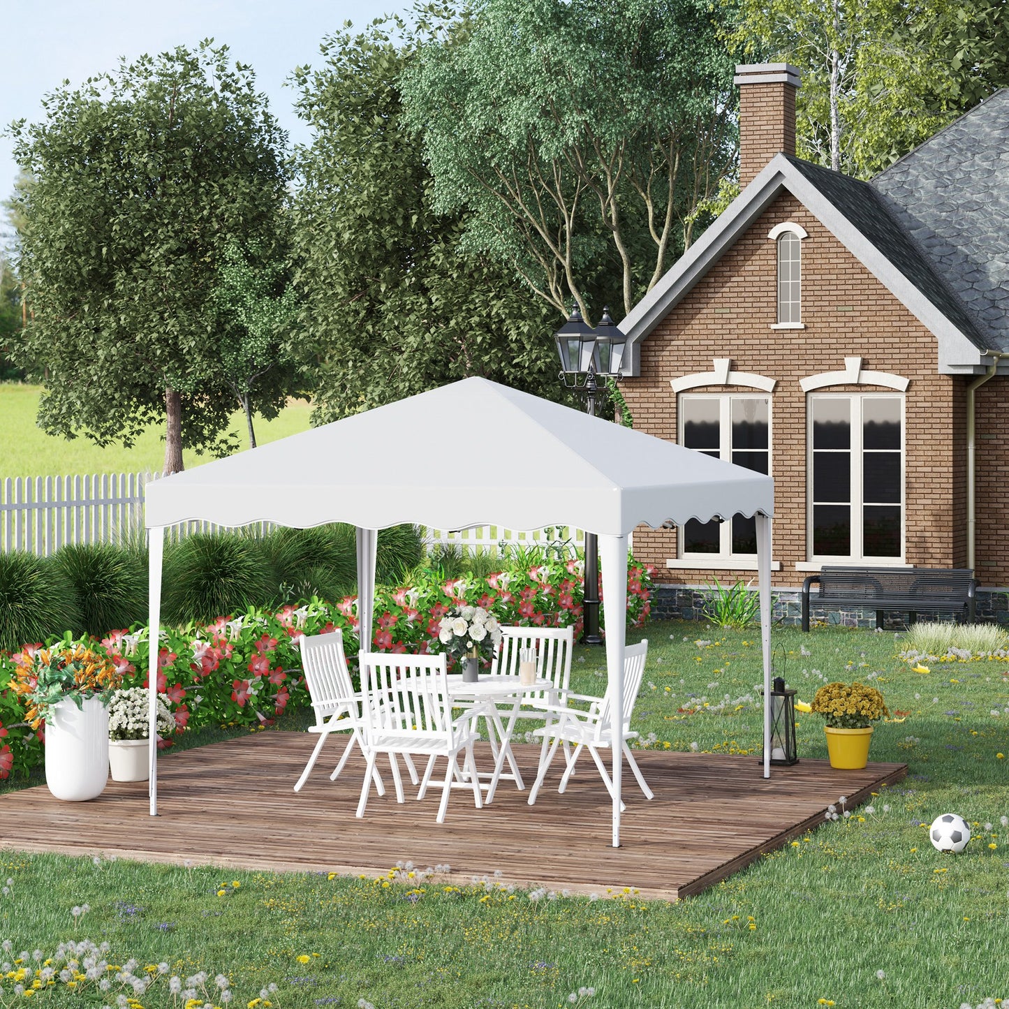 Outsunny 10' x 10' Pop Up Canopy Tent, Instant Shelter with Carry Bag, Adjustable Height, Garden Outdoor Party Tent, White | Aosom Canada