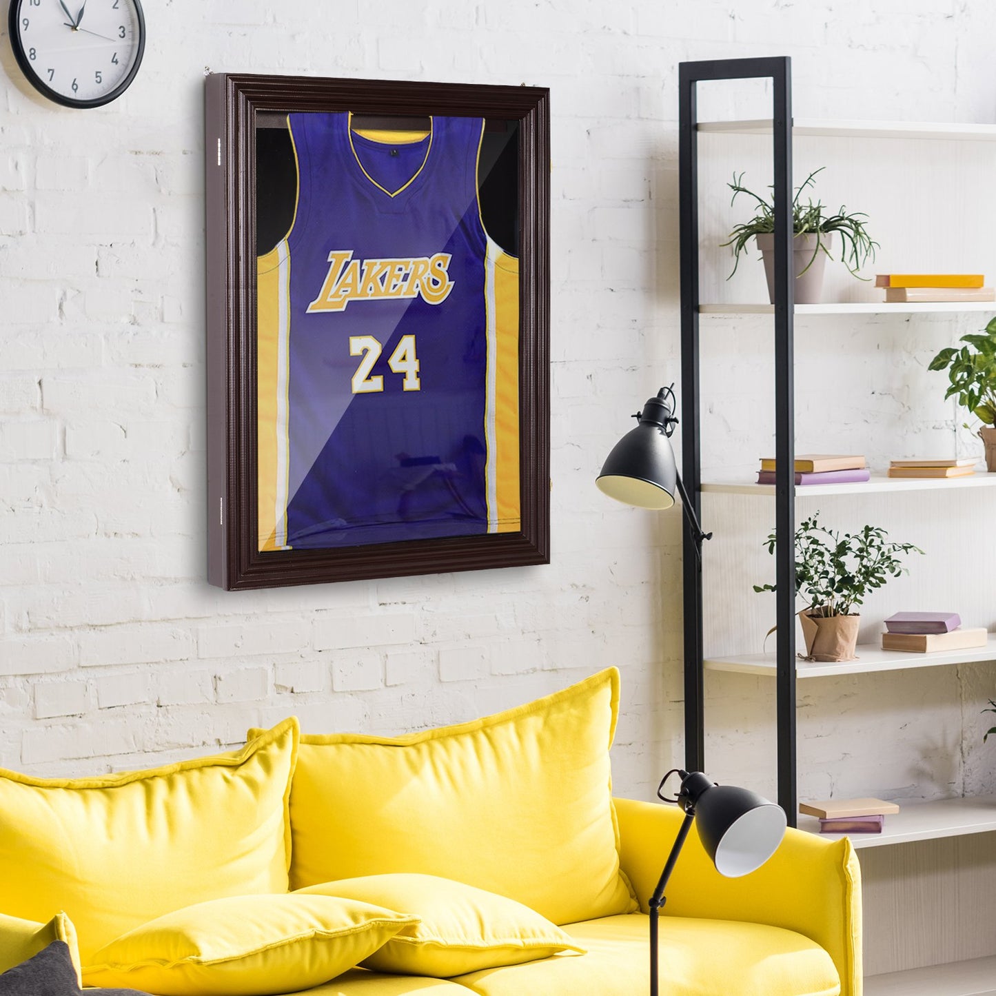 HOMCOM Jersey Display Case Memorabilia Sports Baseball Shirt Cabinet Shadow Box Lockable w/ Acid-felt Lining Inside Cherry Brown | Aosom Canada