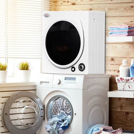 HOMCOM Compact Laundry Dryer, 1350W 13lbs Portable Dryer with 5 Drying Modes,Stainless Steel Tub for Apartment, Home, Dorm, White | Aosom Canada