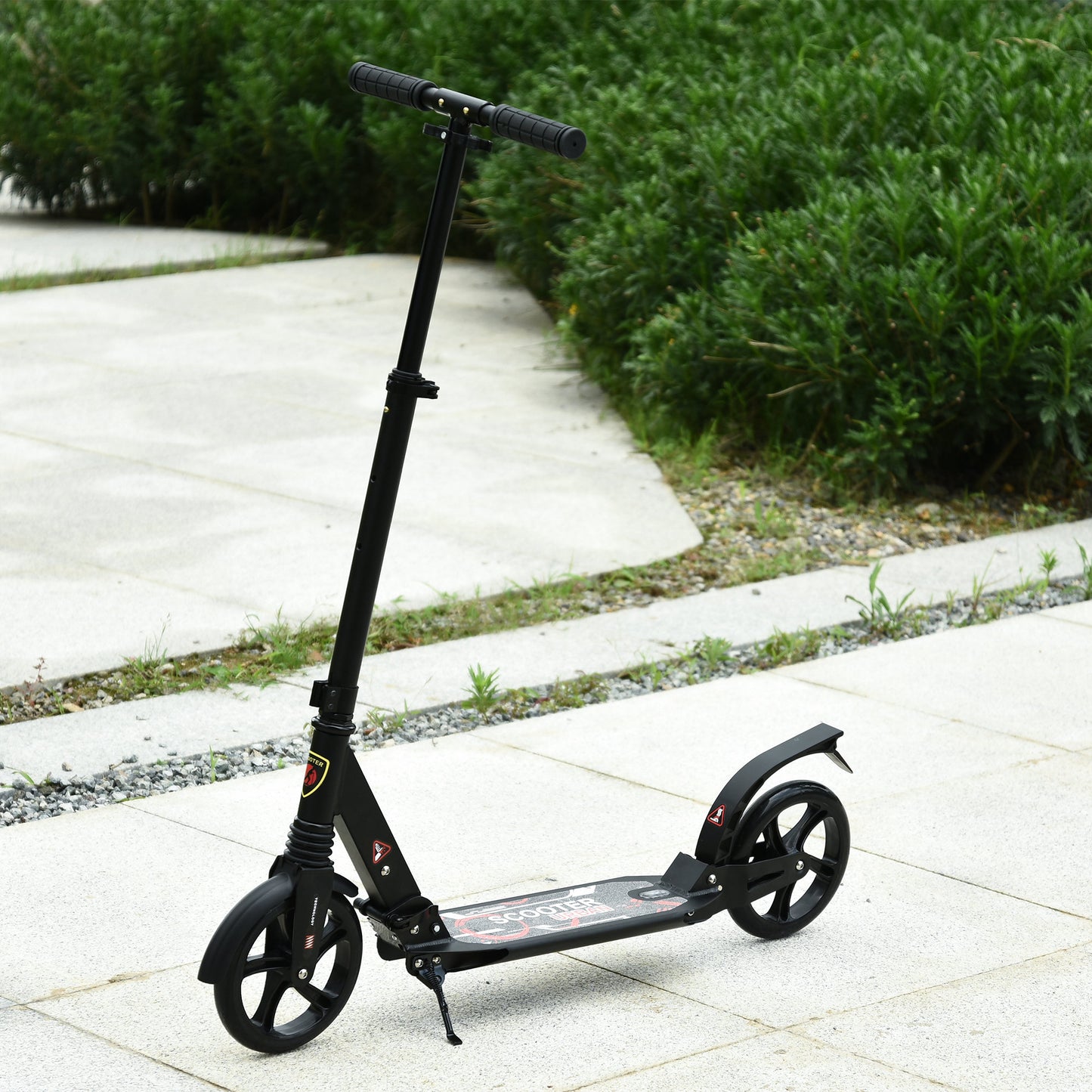 Soozier Teens Adult Kick Folding Scooter Foldable Ride On Toy Adjustable Height w/ Brakes and Kickstand Black | Aosom Canada