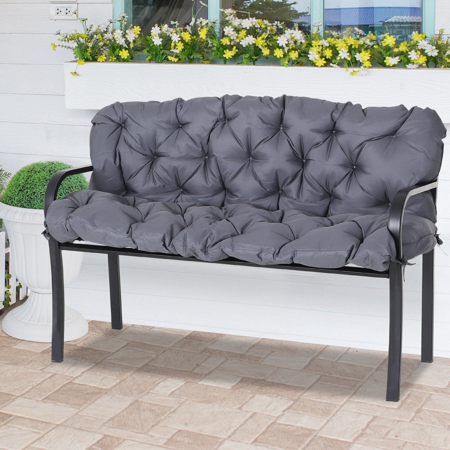 Outsunny Outdoor 2 Persons Swing Chair Replacement Seat Pad Cushion Garden Patio Bench Grey | Aosom Canada