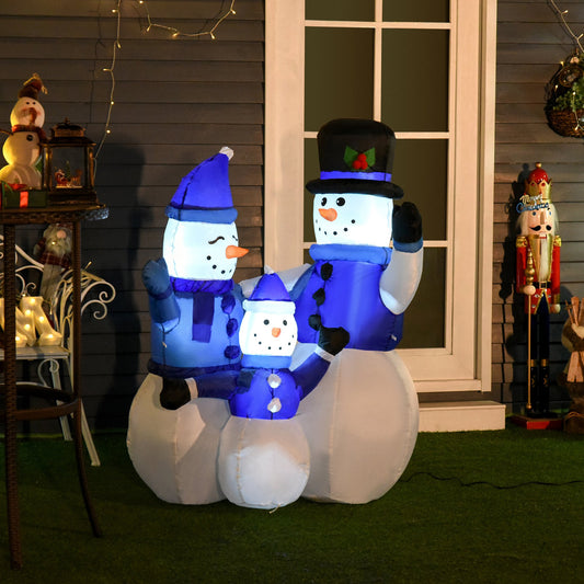 HOMCOM 1.2M Tall Large LED Lighted Christmas Inflatable Snowmen Family Outdoor Indoor Holiday Decorations | Aosom Canada