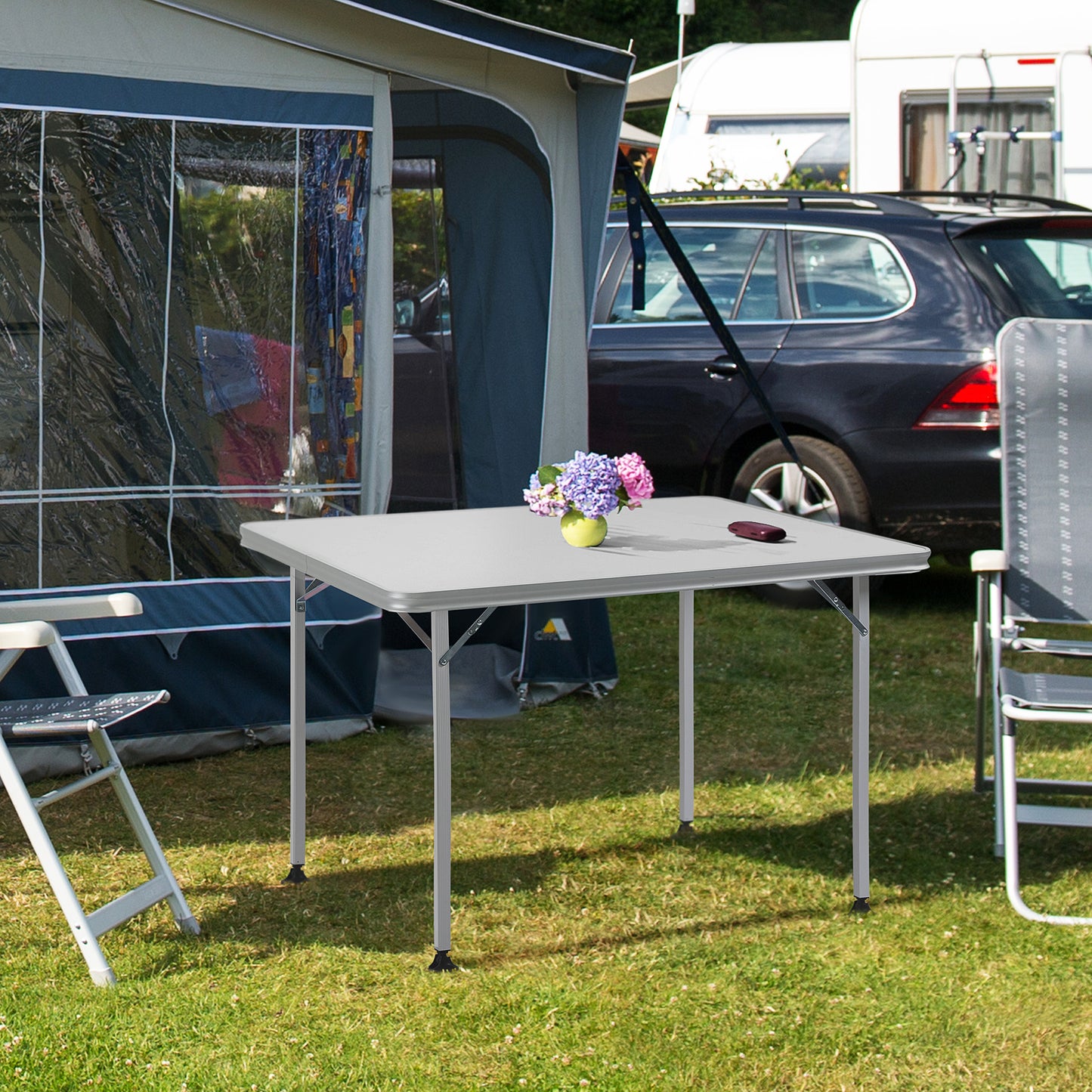 Outsunny 3.9ft Portable Picnic Table w/ All-terrain Feet, Aluminum Folding Table for Camping, Picnic, Barbecue and Party | Aosom Canada