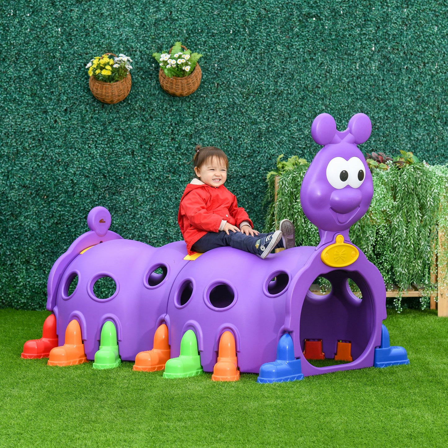 Qaba Caterpillar Climbing Tunnel for Kids Climb-N-Crawl Toy Indoor & Outdoor Toddler Play Structure for 3-6 Years Old, Purple | Aosom Canada