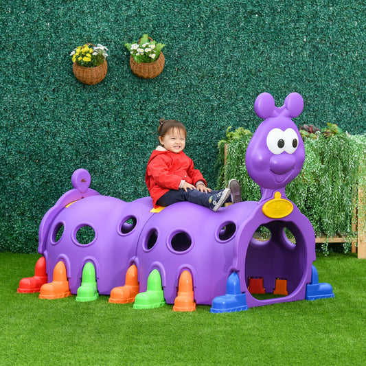 Qaba Caterpillar Climbing Tunnel for Kids Climb-N-Crawl Toy Indoor & Outdoor Toddler Play Structure for 3-6 Years Old, Purple | Aosom Canada