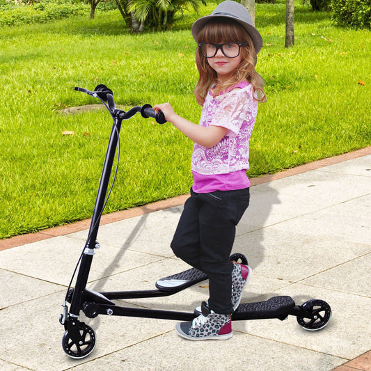 HOMCOM Swing Scooter Tri Scooters for Children's 3 Wheeler Scooter for Kids Foldable Speeder Slider Winged Push Motion Black | Aosom Canada