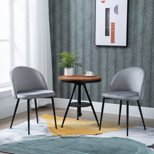 HOMCOM Dining Chairs Set of 2 Contemporary Design for Office Dining Kitchen with Soft Fabric Seat and Back Living Room  Grey | Aosom Canada
