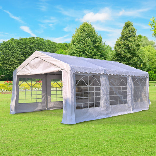 Outsunny 20'x13' Heavy Duty Carport Garage Canopy Portable Sun Shelter with Sidewalls White | Aosom Canada