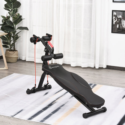Soozier Multifunctional Sit Up and Dumbbell Bench Exercise Utility Bench w/ Resistant Rope for Home Office and Gym Black | Aosom Canada