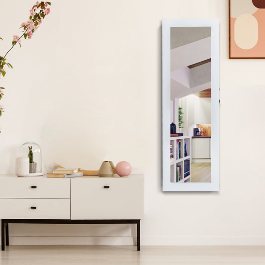 HOMCOM White Mirrored Jewelry Cabinet Hanging Wall Mount Real Glass Mirror Locked White | Aosom Canada