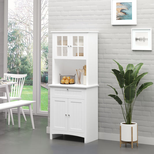 HOMCOM Kitchen Pantry Storage Cabinet, Freestanding Buffet Hutch Wooden Cupboard, White | Aosom Canada