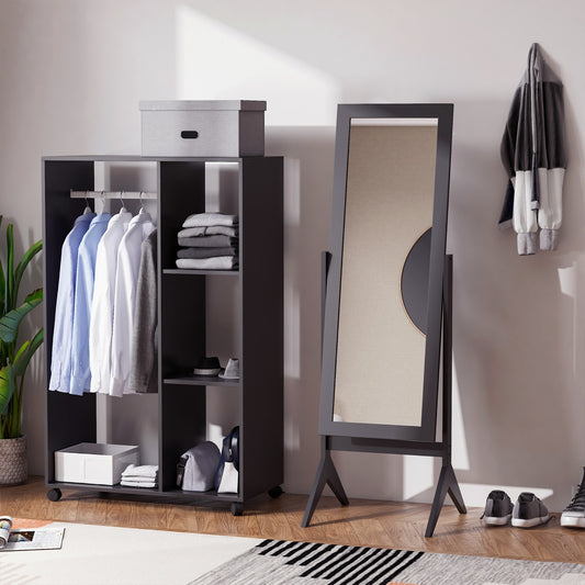 HOMCOM Free-standing Full-length Jewelry Dressing Mirror Angle Adjustable Living Room Bedroom Home Dark Brown | Aosom Canada