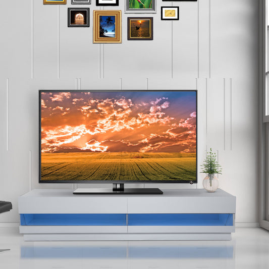 HOMCOM 71" High Gloss LED TV Cabinet Stand Entertainment Center Media Console Storage Unit White | Aosom Canada
