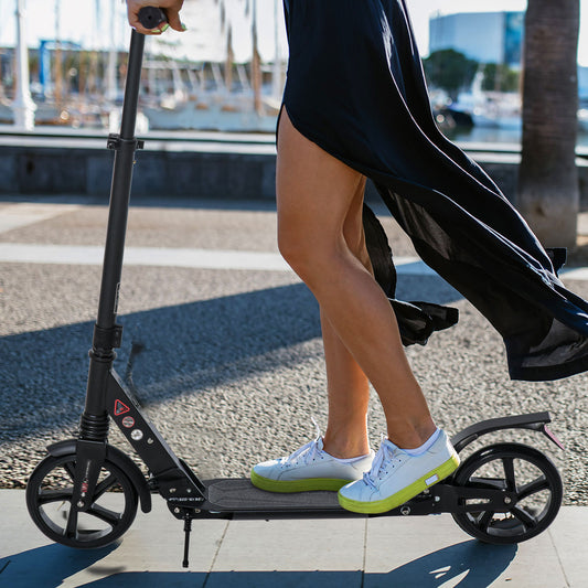 Soozier Kick Scooter Foldable Aluminum Ride On Toy For 8+ Adult Teens with Foot Brake, Adjustable Handle, Black | Aosom Canada