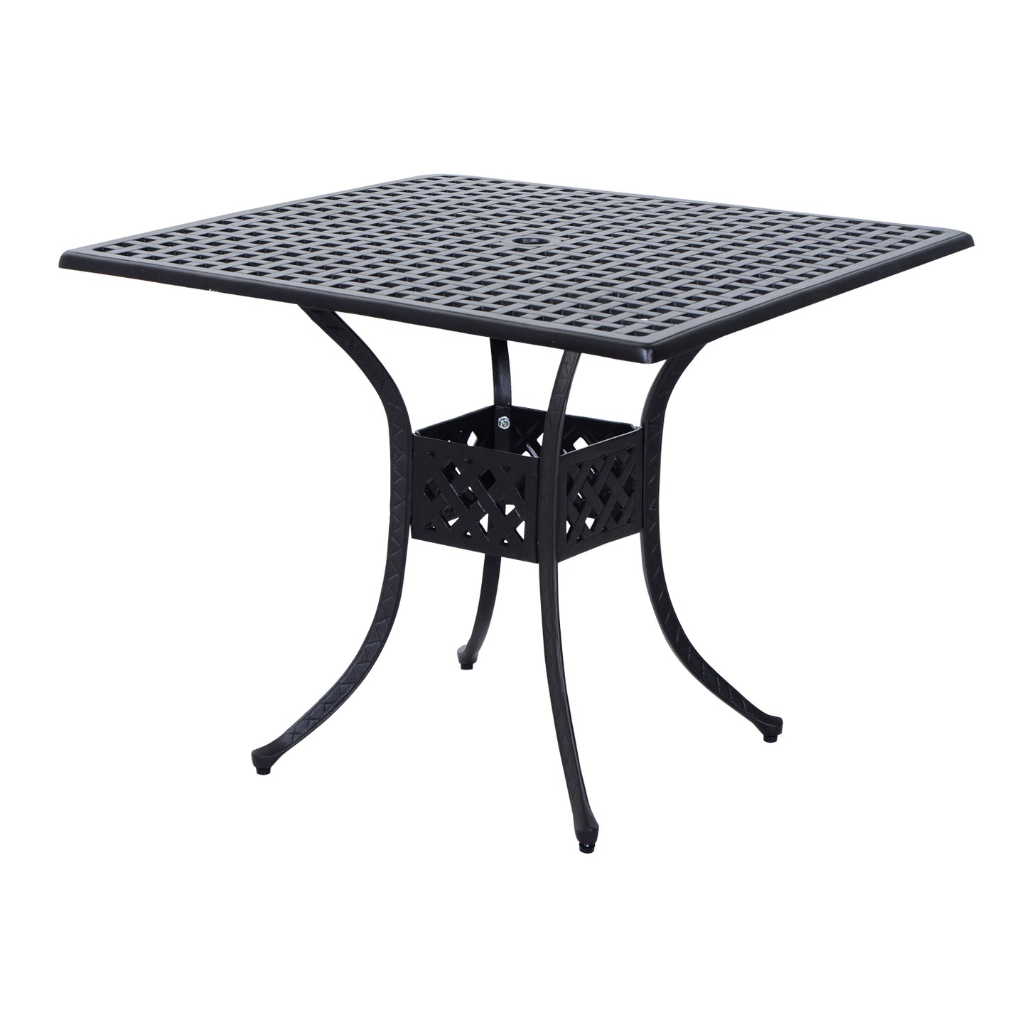 Outsunny 36" x 36" Square Metal Outdoor Patio Bistro Table w/ Umbrella Hole Black | Aosom Canada